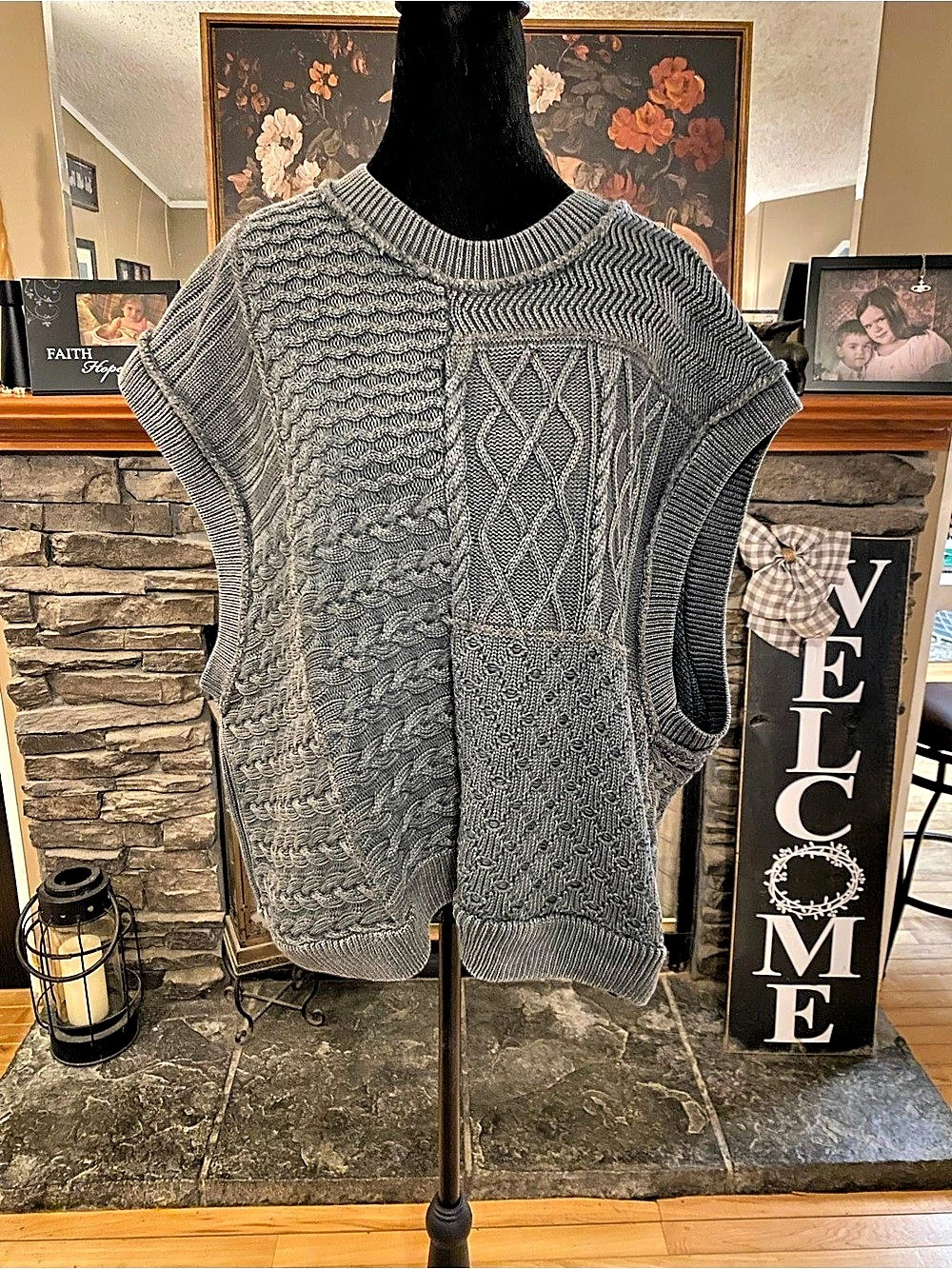 Free People Oversized Sleeveless Sweater in Grey - Picture 2 of 7